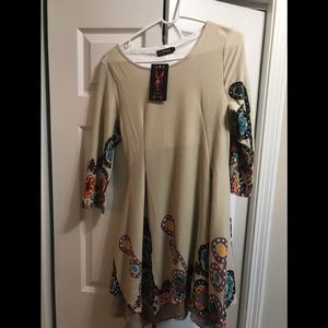 Beige dress with flowers